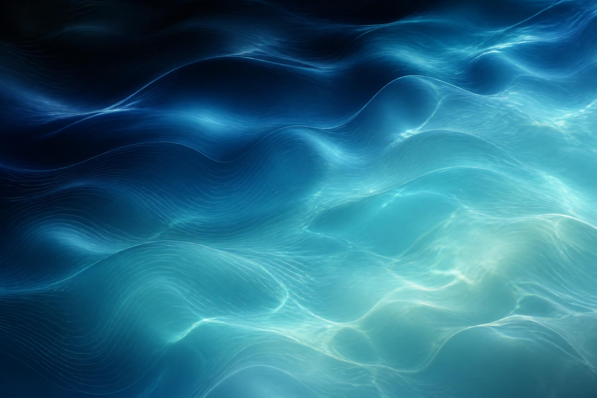 Calm deep-ocean water with soft aqua light and drifting glass shapes
